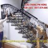 100 mẫu cầu thang sắt đẹp, Cầu thang sắt nghệ thuật tay vịn gỗ