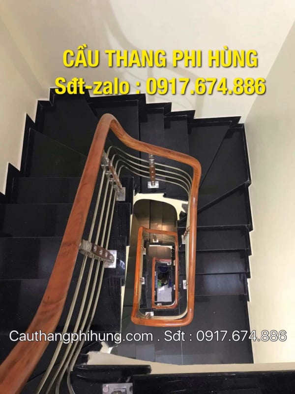 Các mẫu cầu thang inox tay vịn gỗ, Cầu thang inox tay vịn gỗ đẹp nhất năm 2020 tại Hà Nội