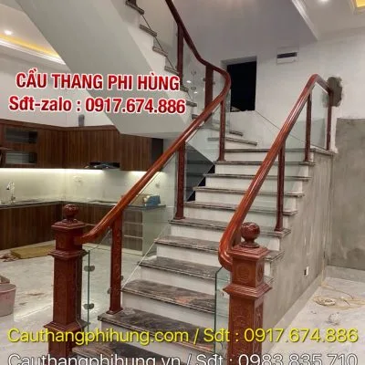 Tay Vịn Cầu Thang Kính Đẹp Tại Hà Nội . Lan Can Cầu Thang Kính Cường Lực
