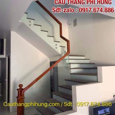 Cầu Thang Lan Can Kính Gỗ Đẹp . Cầu Thang Lan Can Kính Cường Lực