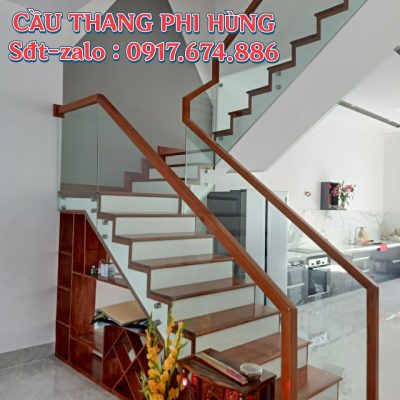 Cầu Thang Gỗ Kính Đẹp Hiện Đại . Mẫu Cầu Thang Kính Cường Lực