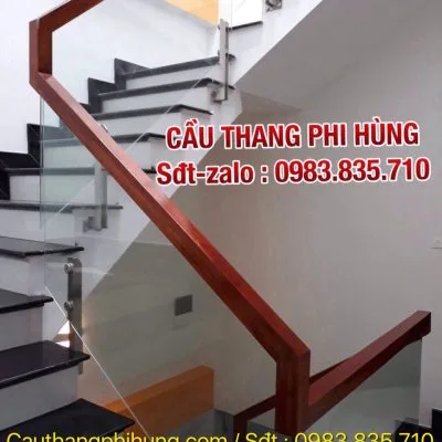 Cầu Thang Lan Can Kính Gỗ Đẹp . Mẫu Cầu Thang Kính Gỗ Đẹp Hà Nội