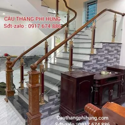 Cầu Thang Gỗ Kính Cường Lực Đẹp . Tay Vịn Cầu Thang Kính Đẹp Hiện Đại