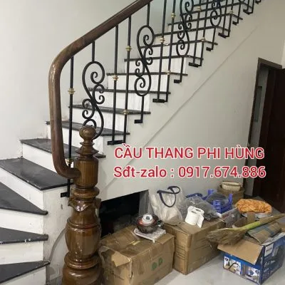 Cầu Thang Lan Can Sắt Nghệ Thuật Đẹp. Tay Vịn Cầu Thang Sắt Gỗ Đẹp