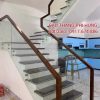 Cầu Thang Gỗ Kính Cường Lực Đẹp. Tay Vịn Cầu Thang Kính Đẹp Hiện Đại