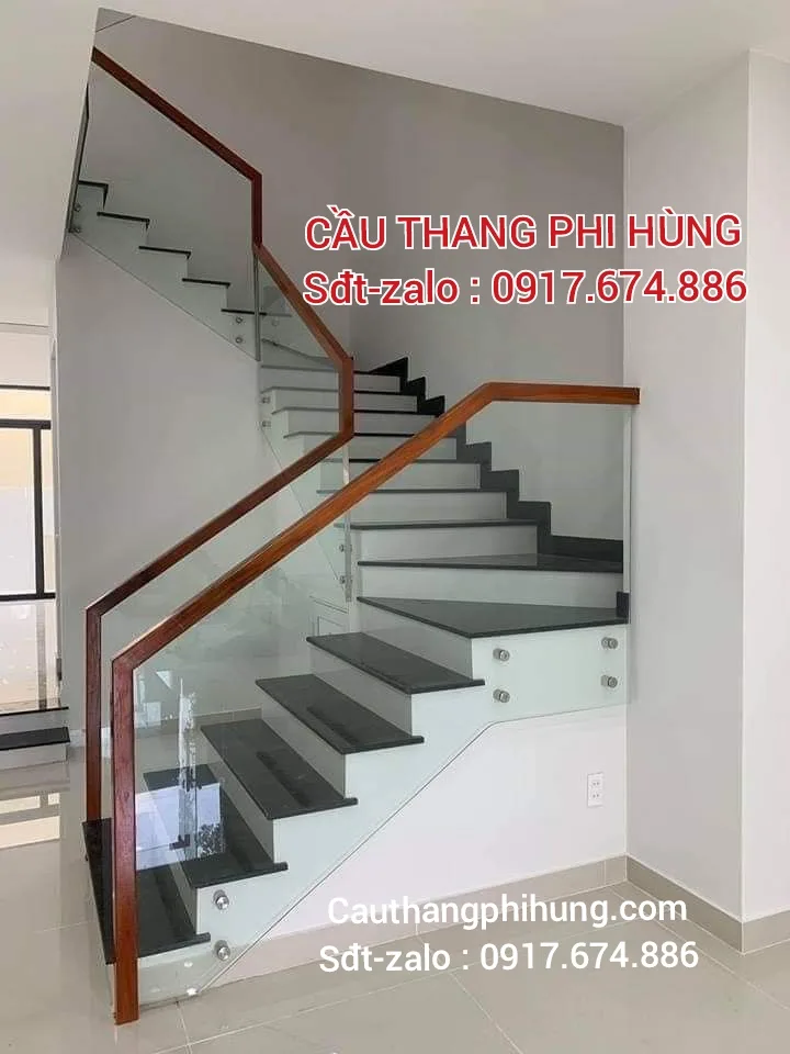 Cầu Thang Lan Can Kính Đẹp Hiện Đại. Tay Vịn Cầu Thang Kính Gỗ Đẹp