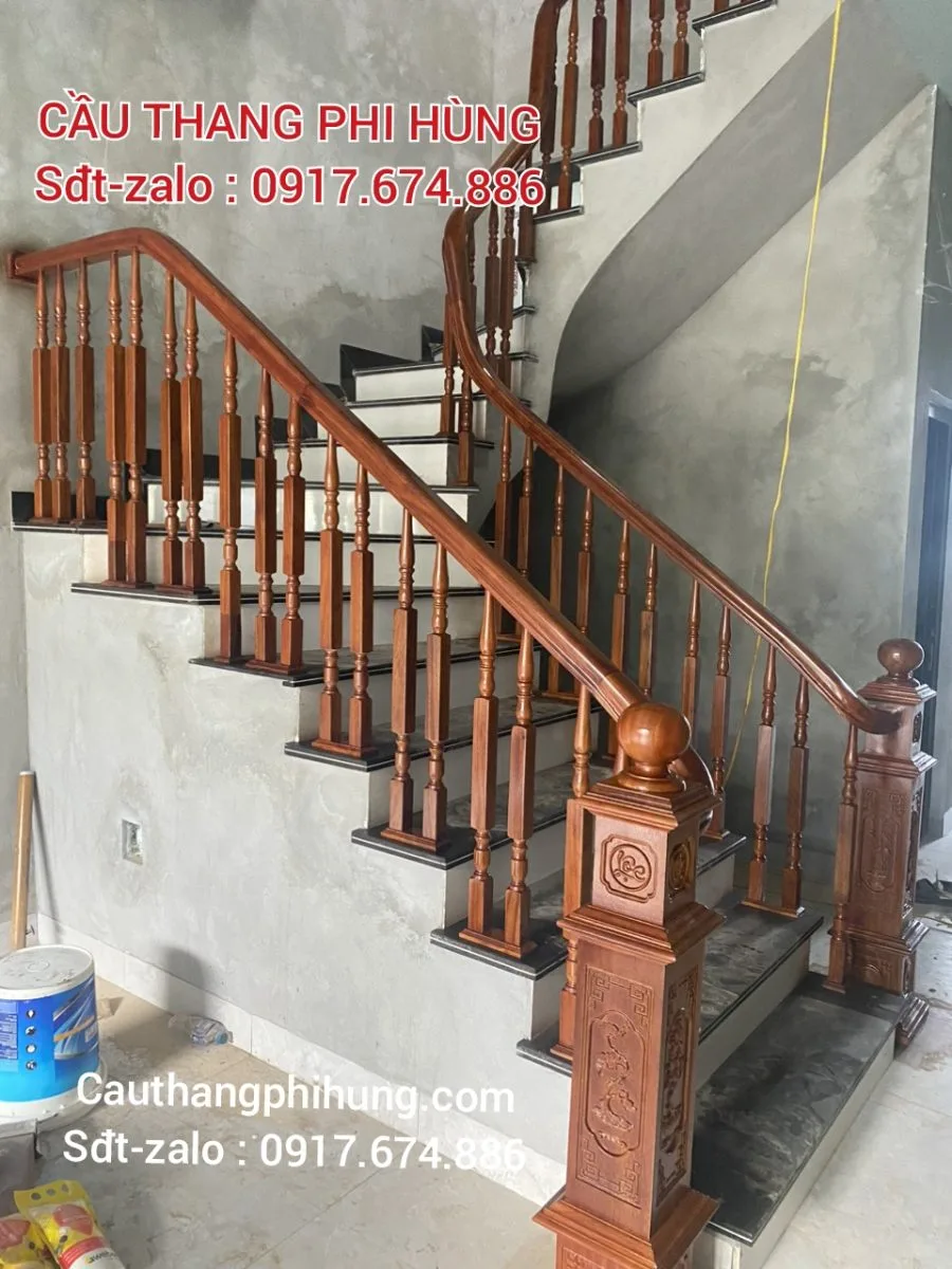 Cầu Thang Gỗ Đẹp Lim Nam Phi. Mẫu Cầu Thang Gỗ Đẹp Hà Nội