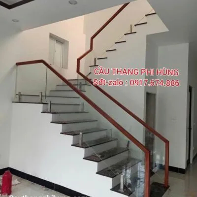 Cầu Thang Gỗ Kính Đẹp Hiện Đại . Tay Vịn Cầu Thang Kính Tại Hà Nội