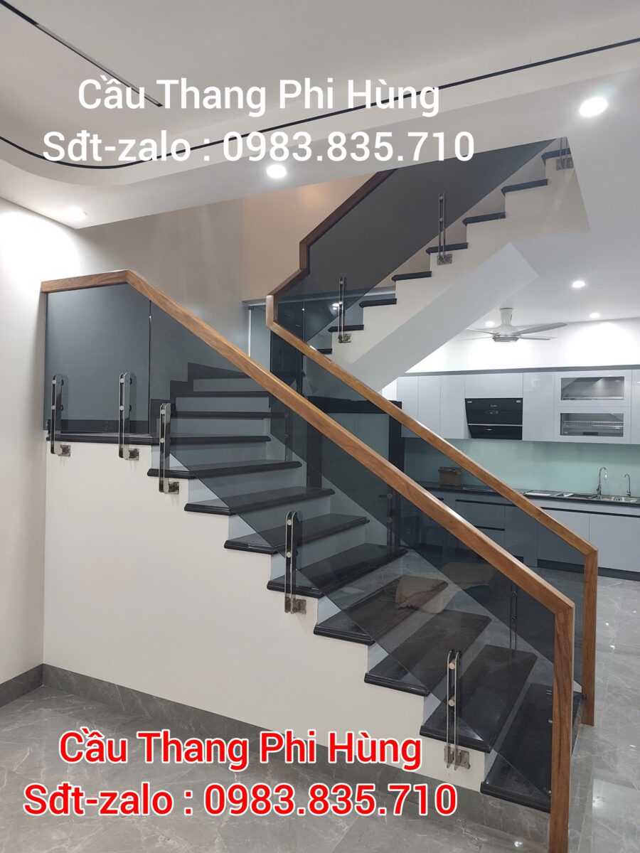 Cầu Thang Kính Gỗ Đẹp Hiện Đại . Tay Vịn Cầu Thang Kính Đẹp Hà Nội